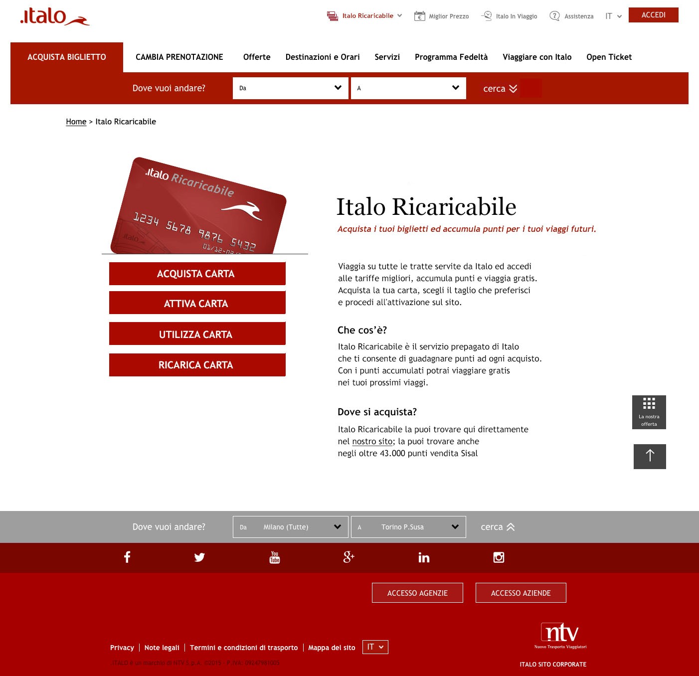 Italo carta ricaricabile Domec